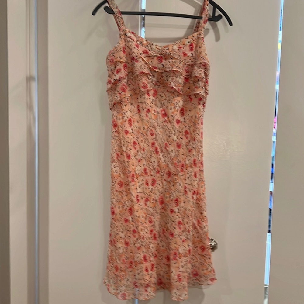 Sweet floral pink pattern silk LOFT dress size 6p